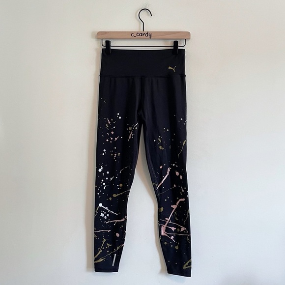 Puma Metal Splash Tights Black Metallic Print - Picture 1 of 7